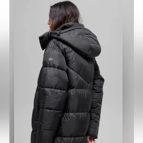 NWT Women's Alo Gold Rush Trench Black Puffer Coat - Picture 6 of 14